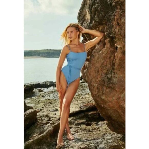 Wet Other - WET Venice Foster Lace-Up One Piece Swimsuit U-Neck Slate Blue Women's Small